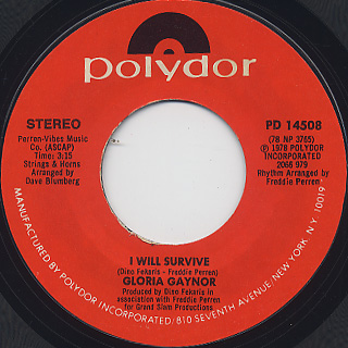 Gloria Gaynor / I Will Survive c/w Substitute front