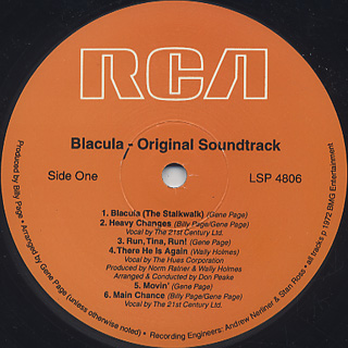 O.S.T.(Gene Page) / Blacula label