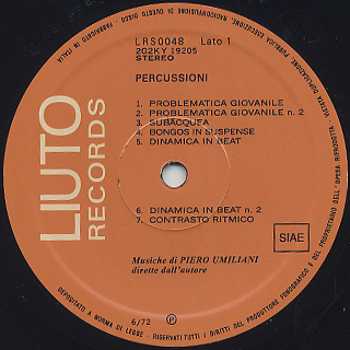 Piero Umiliani / Percussioni Ed Effetti Speciali label
