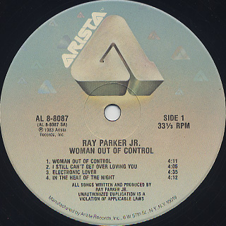 Ray Parker Jr. / Woman Out Of Control label
