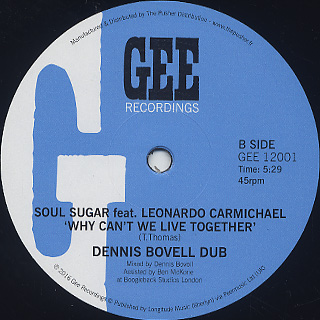 Soul Sugar feat. Leonardo Carmichael / Why Can't We Live Together label