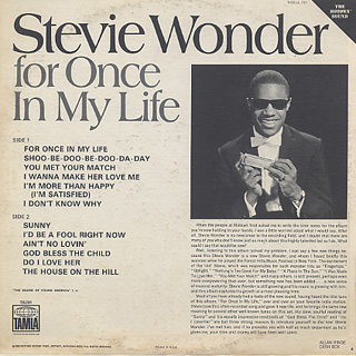 Stevie Wonder / For Once In My Life back