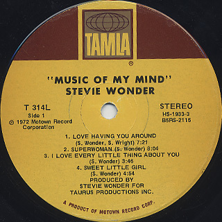 Stevie Wonder / Music Of My Mind label