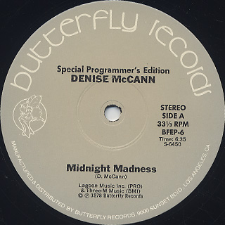 Denise McCann / Midnight Madness c/w The Singer back