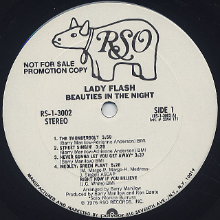 Lady Flash / Beauties In The Night label