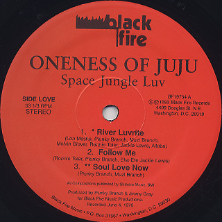 Oneness Of Ju Ju / Space Jungle Luv label