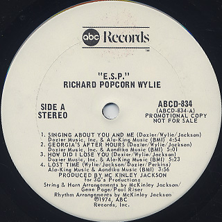 Richard Popcorn Wylie / E.S.P. (Extrasensory Perception) label
