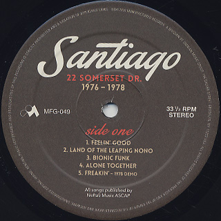 Santiago / 22 Somerset Dr. (1976-1978) label