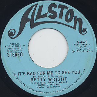Betty Wright / It's Bad For Me To See You
