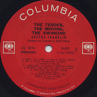 Aretha Franklin / The Tender, The Moving, The Swinging Aretha Franklin label