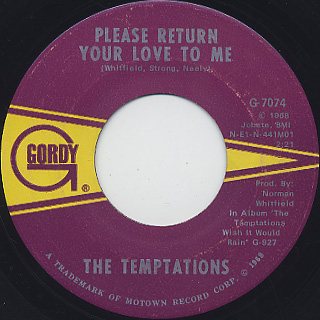 Temptations / Please Return Your Love To Me c/w How Can I Forget front