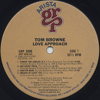 Tom Browne / Love Approach label