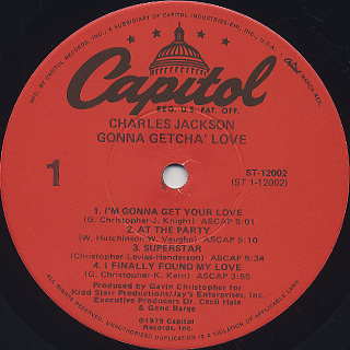 Charles Jackson / Gonna Getcha' Love label