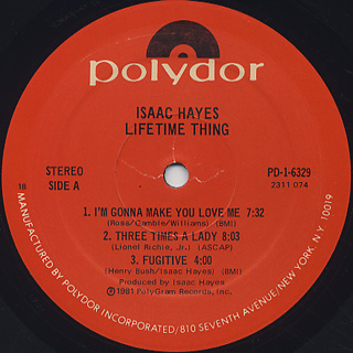 Isaac Hayes / Lifetime Thing label