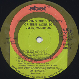Jesse Morrison / The Versatility Of label