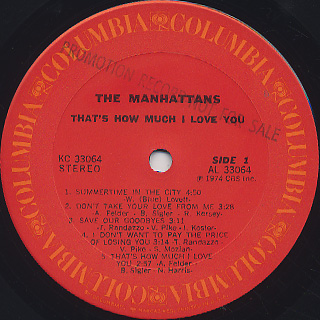 Manhattans / That's How Much I Love You label