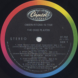 Ohio Players / Observations In Time label