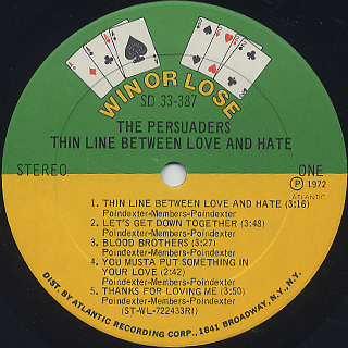 Persuaders / Thin Line Between Love And Hate label