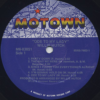 Willie Hutch / Ode To My Lady label