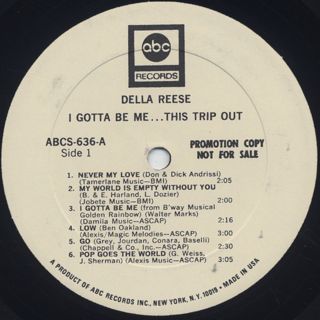 Della Reese /  I Gotta Be Me...This Trip Out label