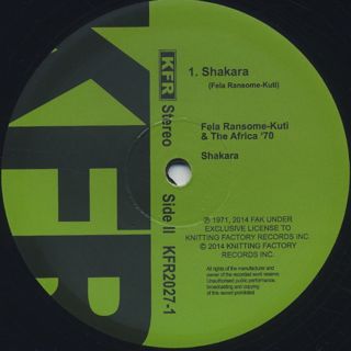 Fela Ransome Kuti and The Africa 70 / Shakara (Re) label