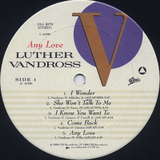 Luther Vandross / Any Love label