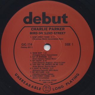 Charlie Parker / Bird On 52nd Street label