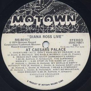 Diana Ross / Live At Caesars Palace label