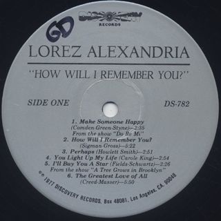Lorez Alexandria / How Will I Remember You? label