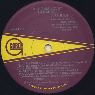 DeBarge / All This Love label