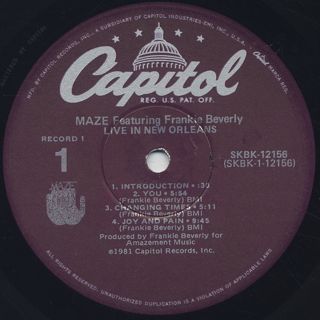 Maze Featuring Frankie Beverly / Live In New Orleans label
