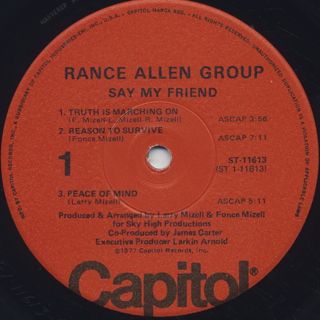 Rance Allen Group / Say My Friend label