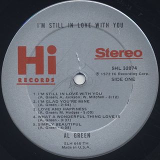 Al Green / I'm Still In Love With You label