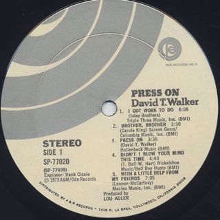David T. Walker / Press On label