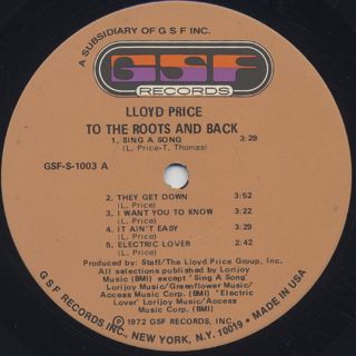 Lloyd Price / To The Roots And Back label