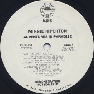Minnie Riperton / Adventures In Paradise label