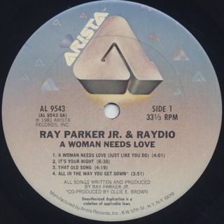 Ray Parker Jr. And Raydio / A Woman Needs Love label