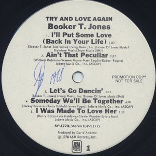 Booker T. Jones / Try And Love Again label