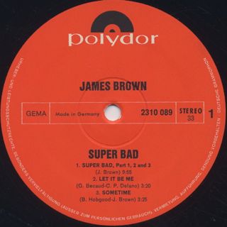 James Brown / Super Bad label