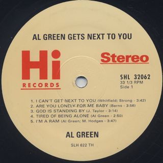 Al Green / Get's Next To You label