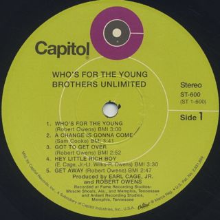 Brothers Unlimited / Who's For The Young label