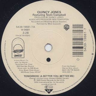 Quincy Jones / Tomorrow (A Better You, Better Me) label