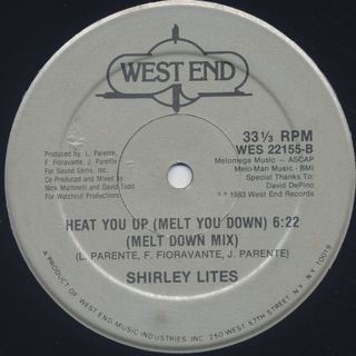 Shirley Lites / Heat You Up (Melt You Down) label