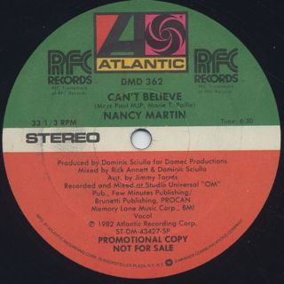 Nancy Martin / Can't Believe label