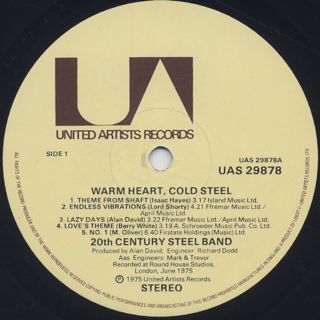 20th Century Steel Band / Warm Heart Cold Steel label