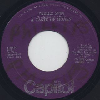 A Taste Of Honey / Boogie Oogie Oogie c/w World Spin back