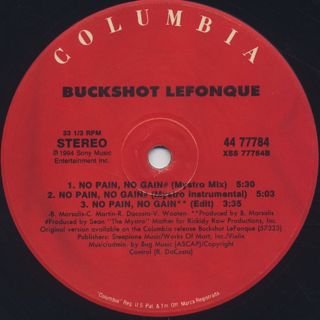 Buckshot Lefonque / No Pain, No Gain label