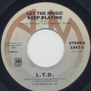 L.T.D. / Love Ballad c/w Let The Music Keep Playing back