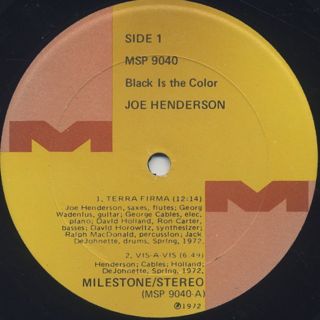 Joe Henderson / Black Is The Color label
