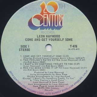 Leon Haywood / Come And Get Yourself Some label